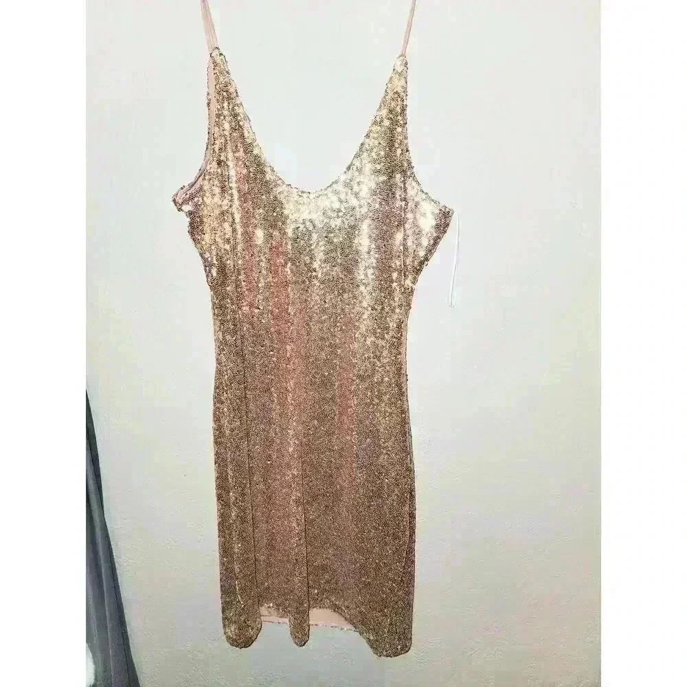 Fashion Nova Champagne Holiday Sequin Dress - Picture 6 of 6